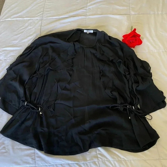Rare IRO Birle ruffle black tunic blouse - Picture 9 of 15